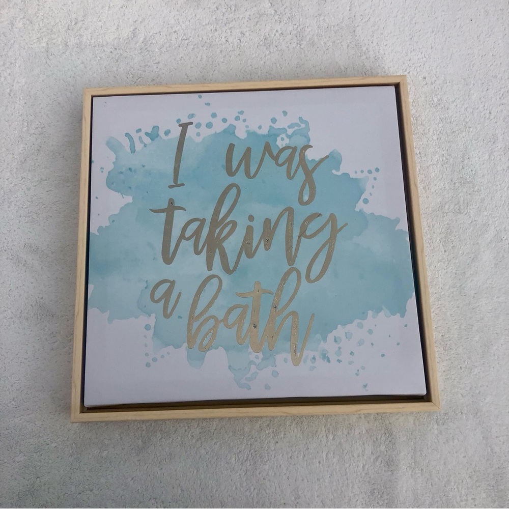 Gold Foil Canvas Wall Art I was Taking a Bath 13”x13”